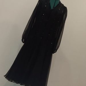VINTAGE Victoria Royal, black, beaded, cocktail dress.